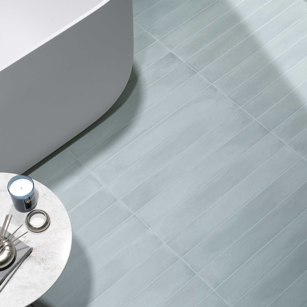 Room scene showcasing Ceratec Stonella matte porcelain tile flooring.
