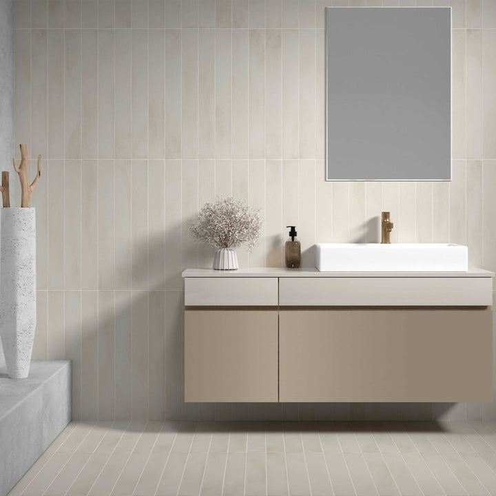 Residential interior using Ceratec Stonella porcelain tile for durable flooring.