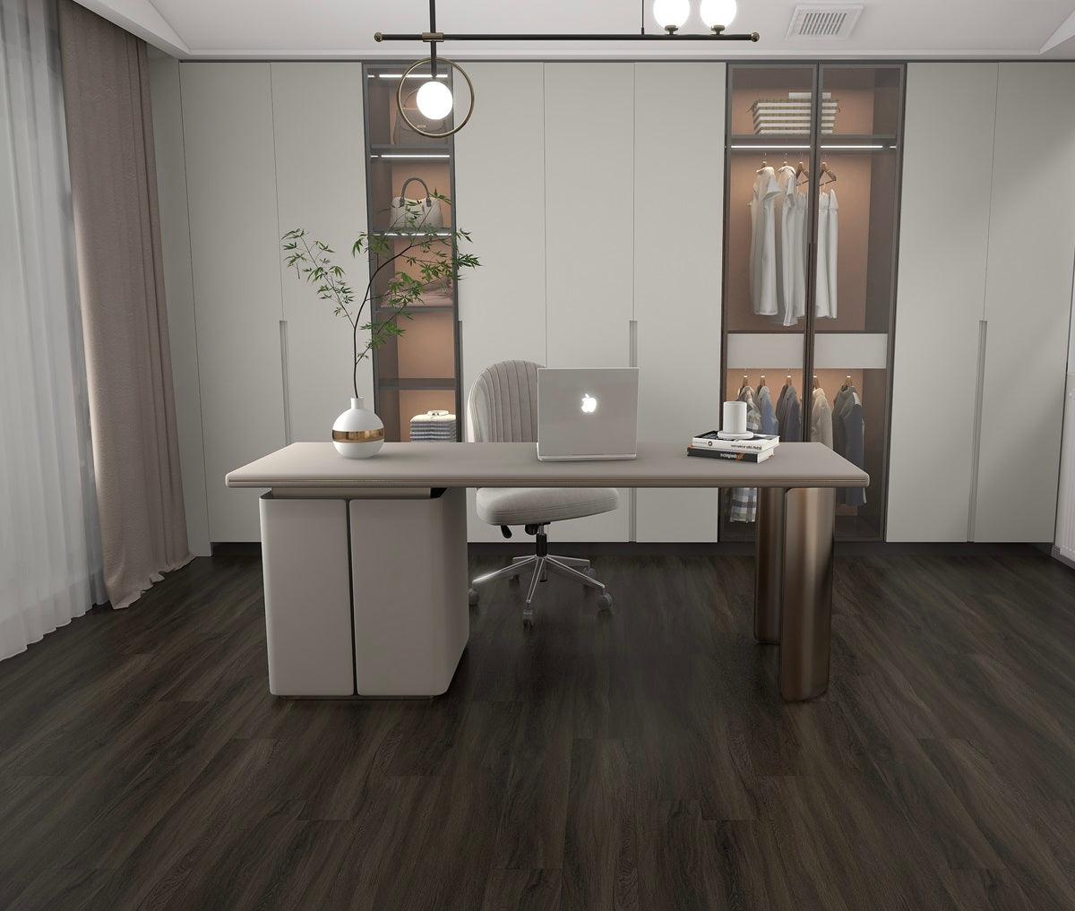 Beautiful room with 6mm vinyl flooring installed in the colour 608 by Woden Flooring sold by Advanced Flooring in Kitchener-Waterloo.