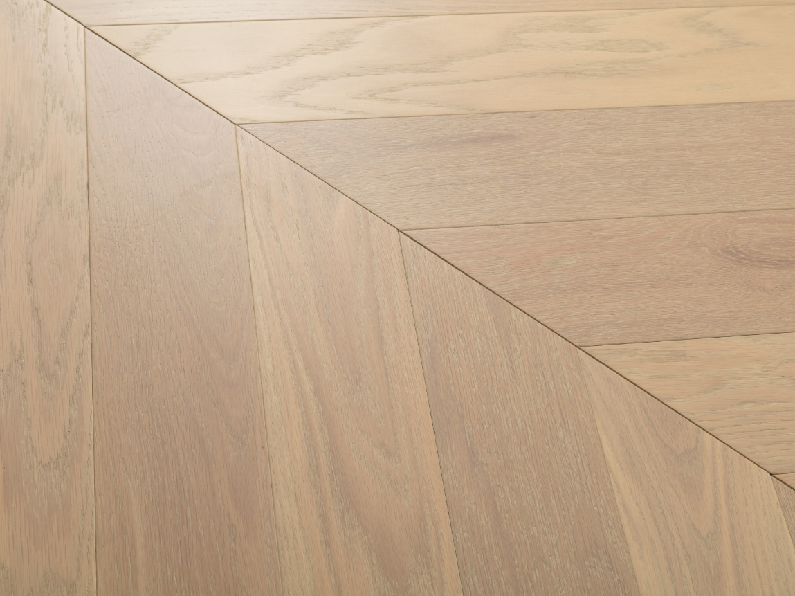 Close up of Driftwood in chevron style American oak from Vidar.