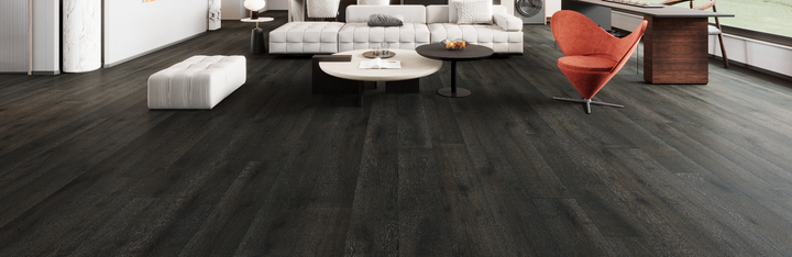 Eboncrest - Fuzion TruNorth white oak engineered hardwood flooring, 3mm face layer, 9/16" thickness featuring a wide plank design, natural wood grain texture. Shop at Advanced Flooring Waterloo. 