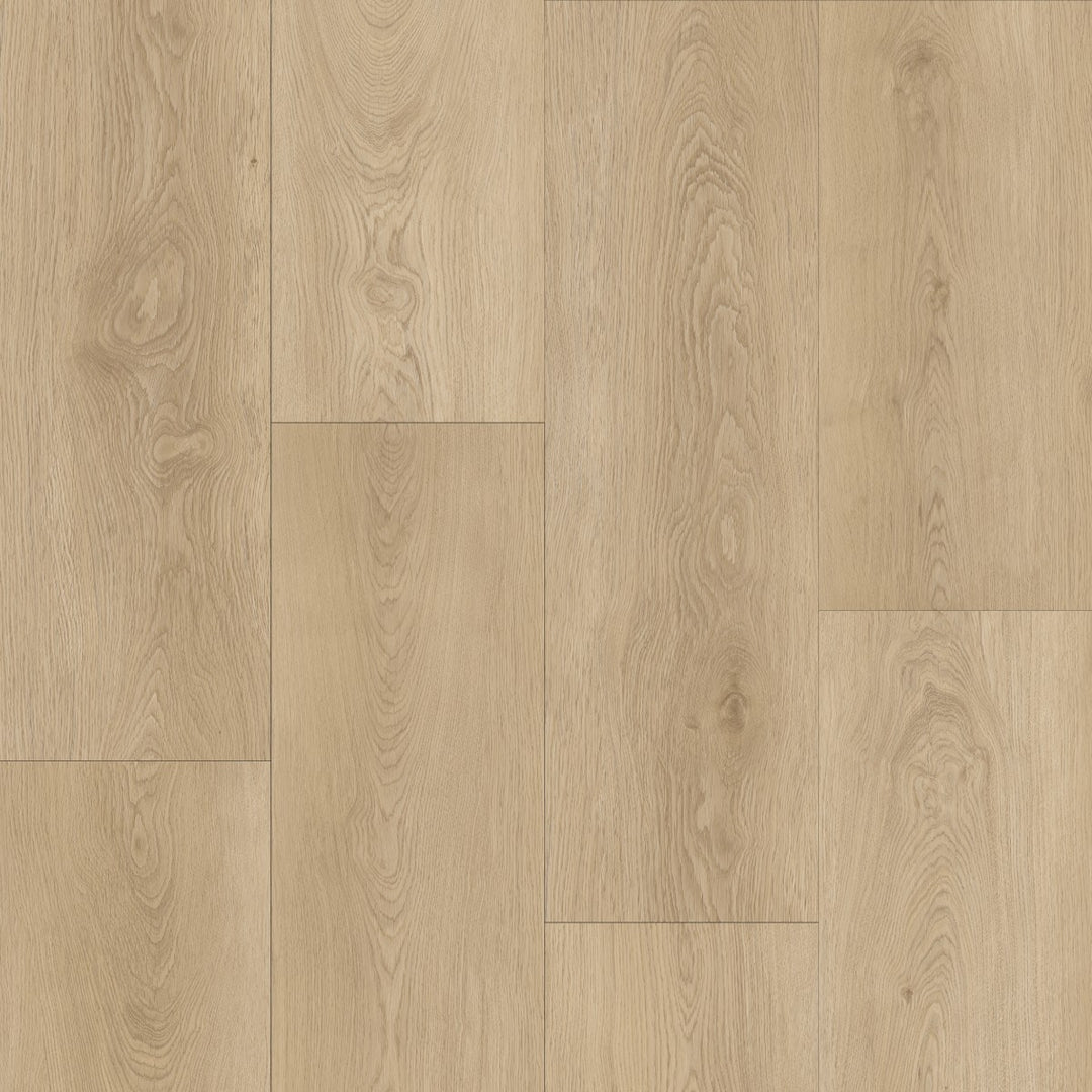 Close-up of a wooden floor with a beige color and visible grain pattern.