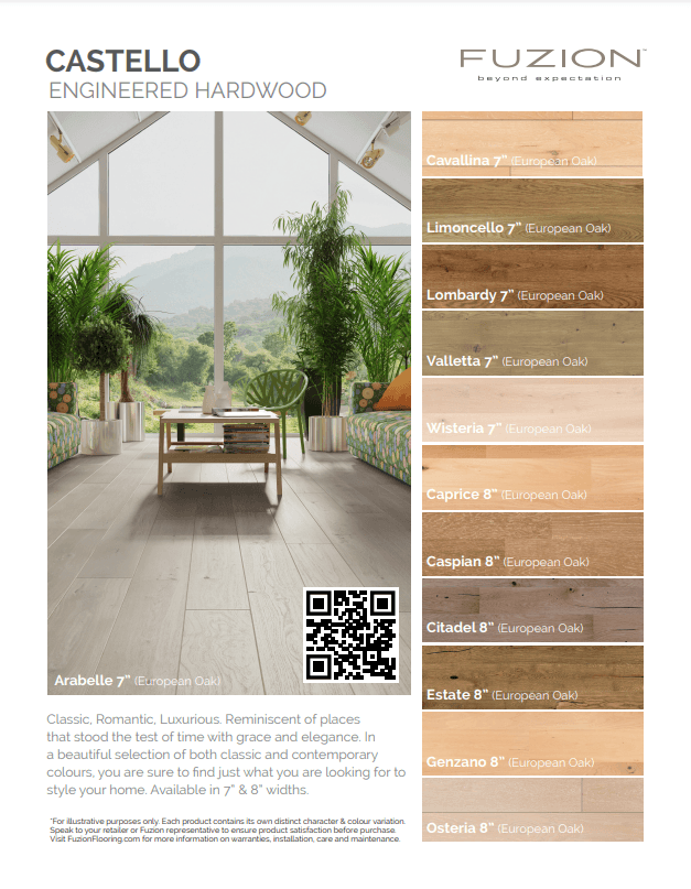 Castello Collection by Fuzion, European Oak 7" x 9/16" Engineered Hardwood T&G - ADVANCED FLOORING