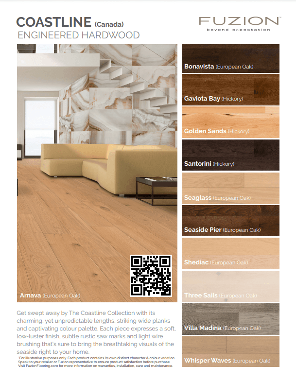 Fuzion Oak 7-1/2" x 1/2" Engineered Hardwood T&G - Coastline collection. ADVANCED FLOORING WATERLOO