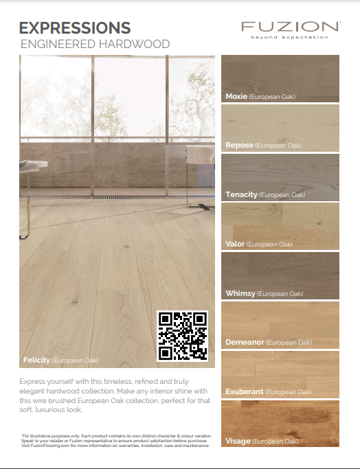 Fuzion European Oak 7-1/2" x 9/16" Engineered Hardwood T&G - from Expressions Collection. ADVANCED FLOORING WATERLOO. 