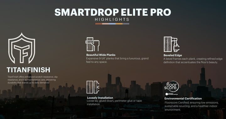 Fuzion Smartdrop Elite Pro product highlights. Flooring available at Advanced Flooring Waterloo.