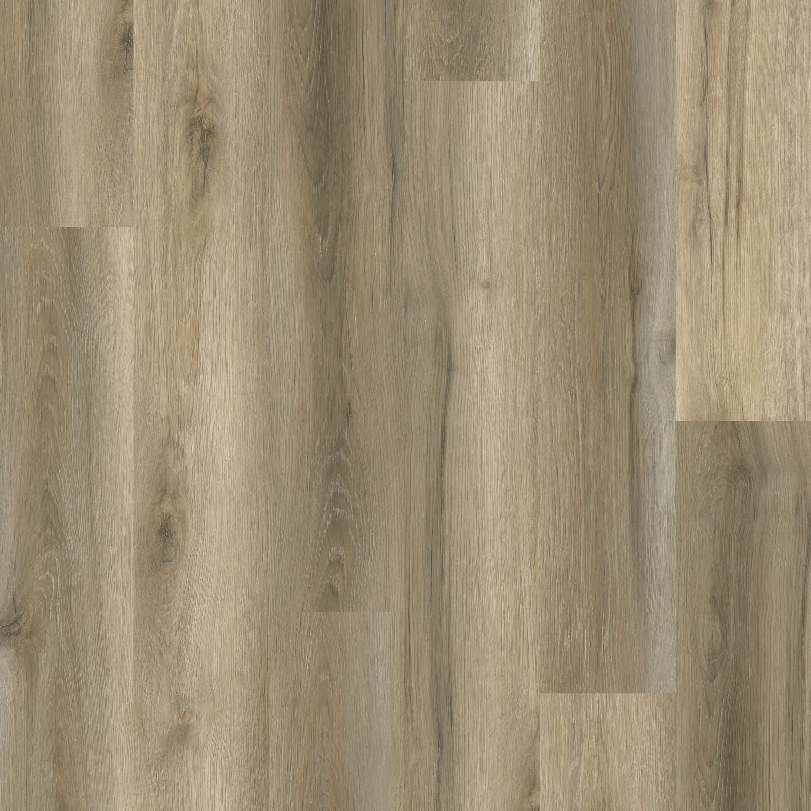 Close-up of wood-patterned flooring with a neutral color scheme.