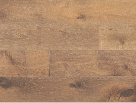 Gutenberg engineered hardwood flooring by Fuzion showing wire brushed oak texture, 4mm veneer layer, and wide plank detail, available at Advanced Flooring Waterloo.
