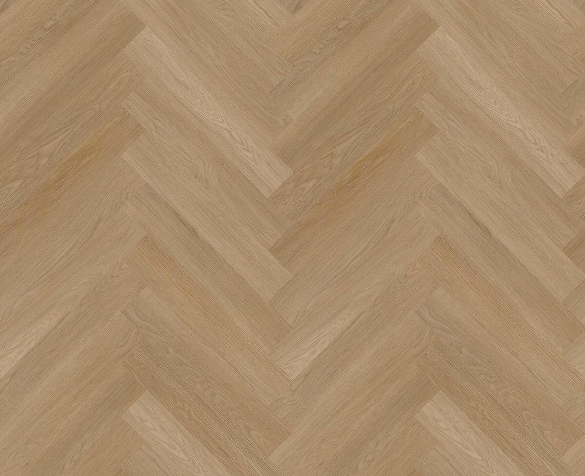 Close up of 7mm vinyl herringbone collection in the colour H03 HONEY OAK by Woden Flooring sold by Advanced Flooring in Kitchener-Waterloo.