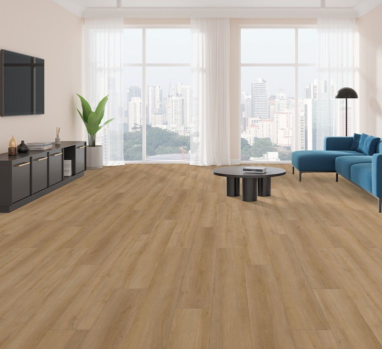 HARVEST RISE VSP7627 - Fuzion SmartDrop Elite Pro 5mm luxury vinyl plank flooring featuring wide 9 1/4 inch planks, embossed wood texture, and durable waterproof construction.