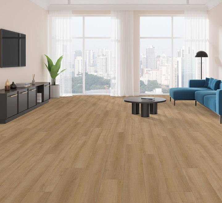 HARVEST RISE VSP7627 - Fuzion SmartDrop Elite Pro 5mm luxury vinyl plank flooring featuring wide 9 1/4 inch planks, embossed wood texture, and durable waterproof construction.