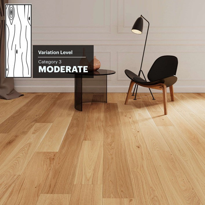 HAWTHORNE BWOAK180HAW - Fuzion Briarwood white oak engineered hardwood flooring featuring wide plank design, natural wood grain texture, and micro-beveled edges.