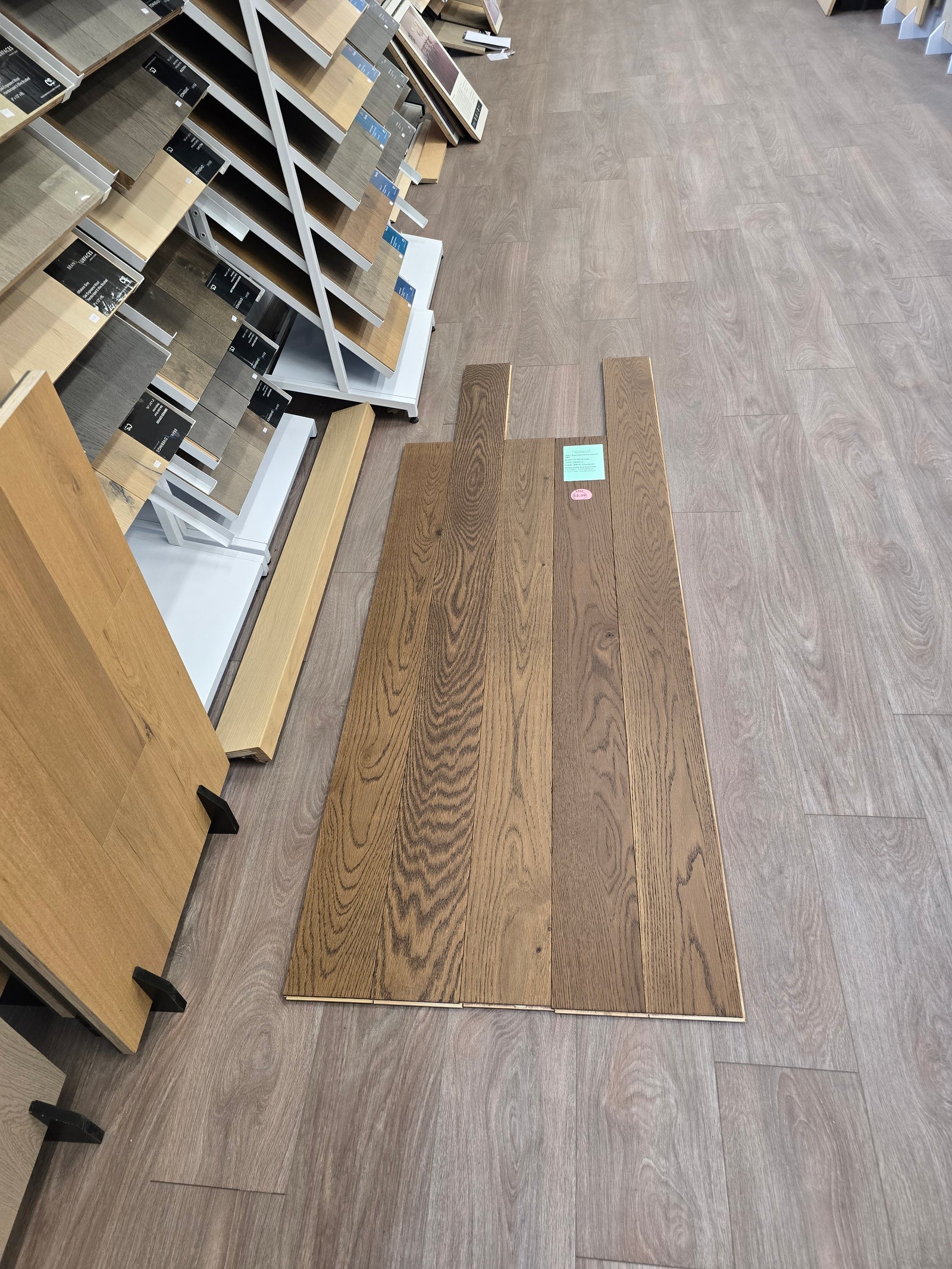 Planks of Hazelnut VIDAR premium American Oak engineered hardwood flooring.