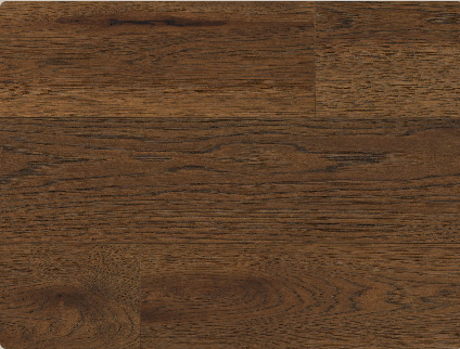 High Noon engineered hardwood flooring by Fuzion showing wire brushed hickory texture, 3mm veneer layer, and wide plank detail, available at Advanced Flooring Waterloo