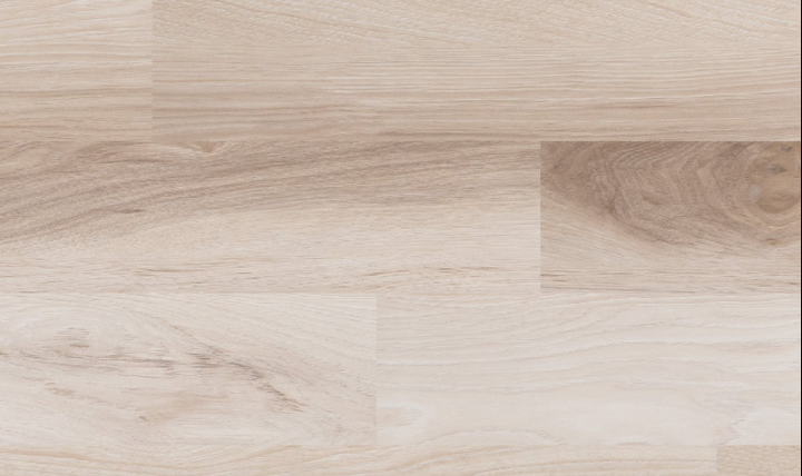 Close-up of Hoover waterproof plank flooring from Fuzion FuzGuard showing embossed wood texture and painted bevel edges.