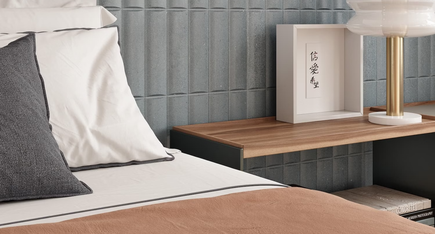 Lagom convex 1867 porcelain wall tile with matte finish and convex texture in soft neutral tones.