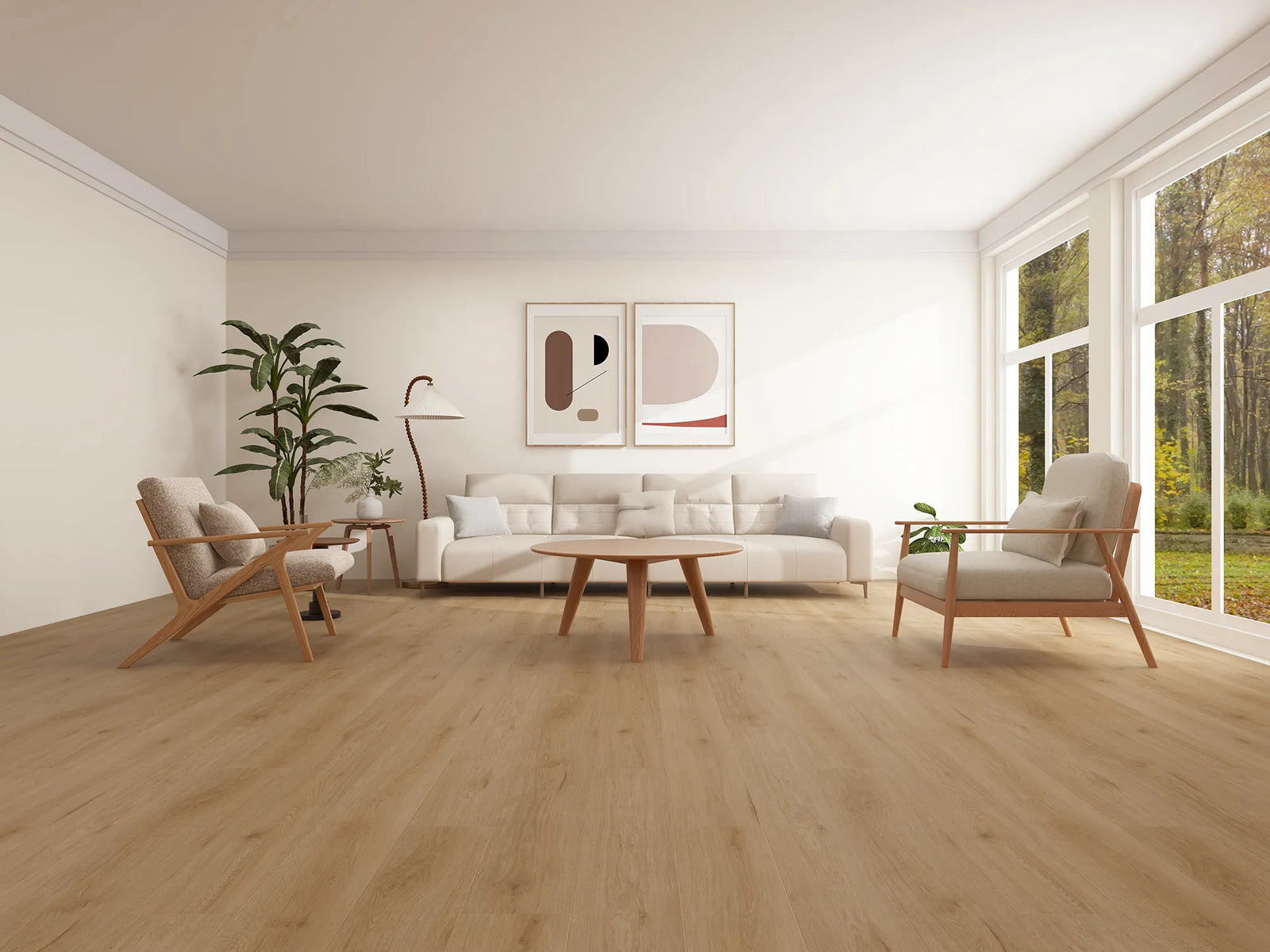 Canadian Standard Evion 9 LUMI EV411011 installed in a modern living room showcasing realistic grain. Available at Advanced Flooring. 