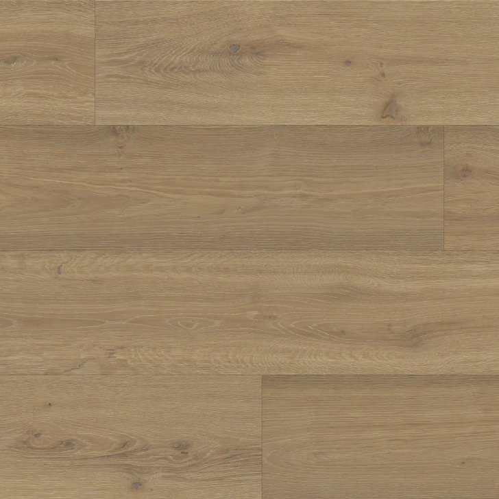 Madrigal - Wide plank Fuzion Beaux Arts white oak engineered hardwood with wire-brushed texture and natural wood grain finish.