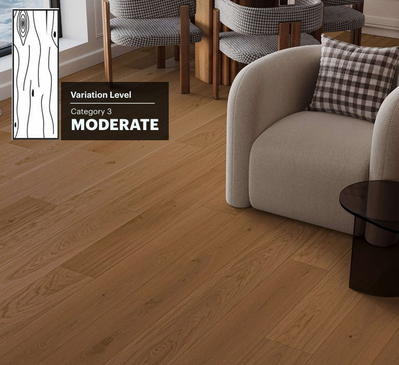 MARLIN COVE BWOAK207MLC - Fuzion Briarwood white oak engineered hardwood flooring featuring wide plank design, natural wood grain texture, and micro-beveled edges.