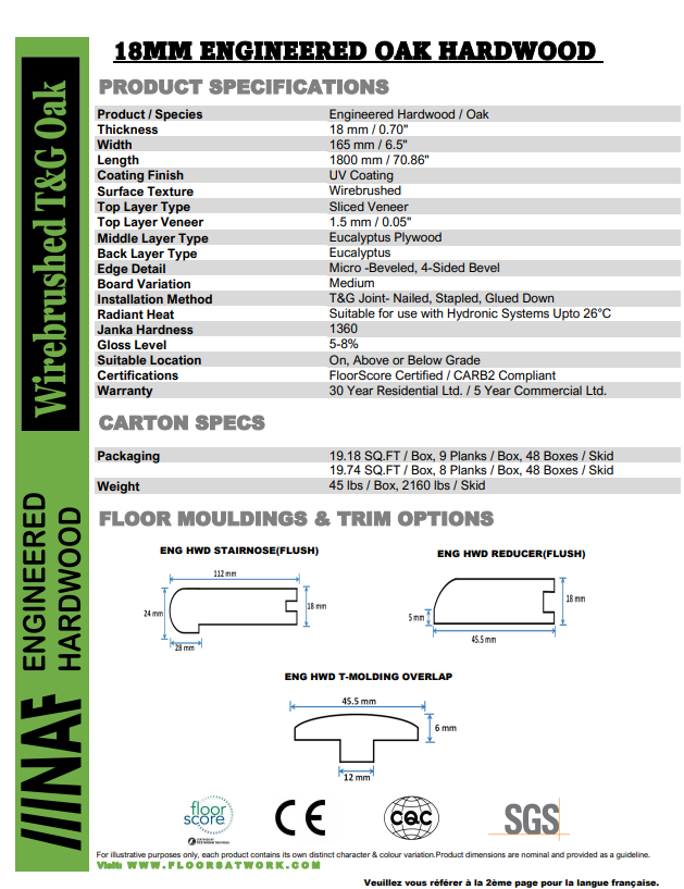 Milan - NAF 6.5''x 18mm OAK Engineered Hardwood