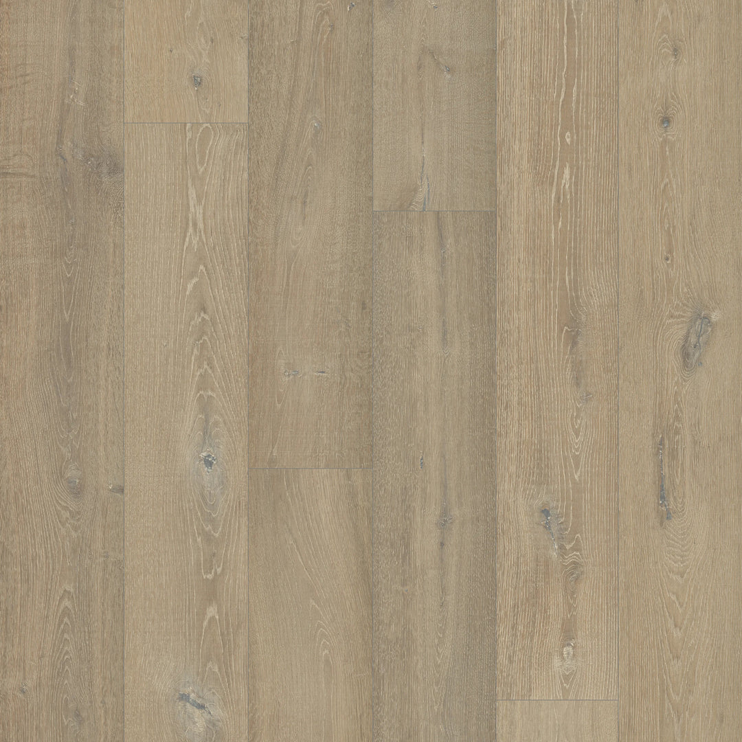 Close-up of a Misty Fjord by Fuzion TruNorth is engineered hardwood flooring featuring wide planks and a durable 3mm top layer.