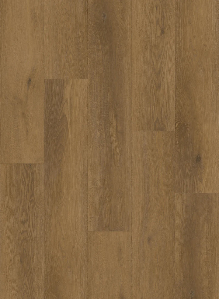 Close-up of MIZU EV411012 WPC 9MM vinyl plank showing wood texture and matte finish. Canada-wide delivery available. 