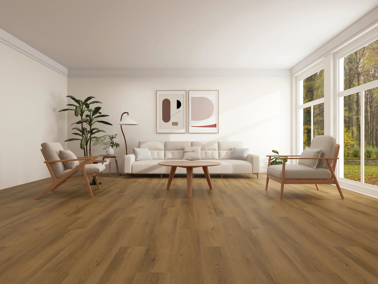 Canadian Standard Evion 9 MIZU EV411012 installed in a modern living room, showcasing realistic grain. Available at Advanced Flooring. 
