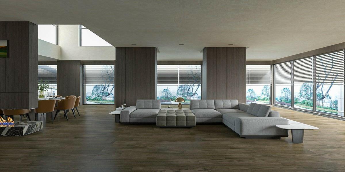 Room with Modern Grey oak engineered hardwood installed