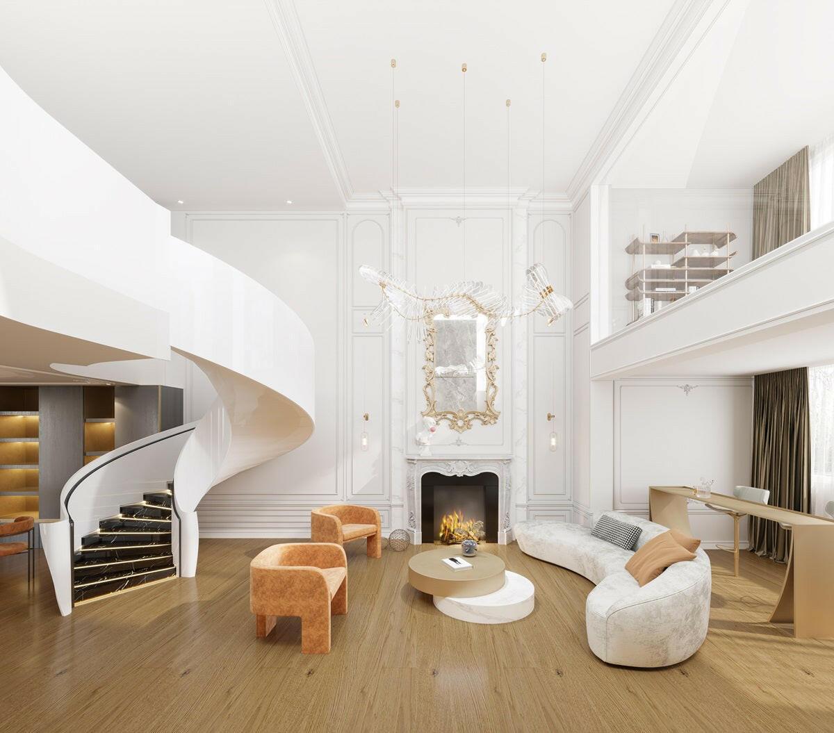 Beautiful room with Monaco oak engineered hardwood installed.