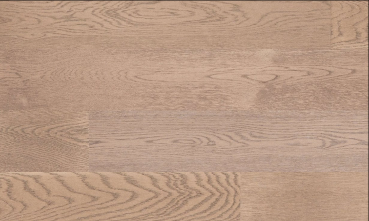 Close-up of Fusion Morchello engineered oak hardwood flooring from Bistro collection showing wire-brushed texture, T&G joint, 5" wide plank detail. Available at Advanced Flooring Waterloo. 