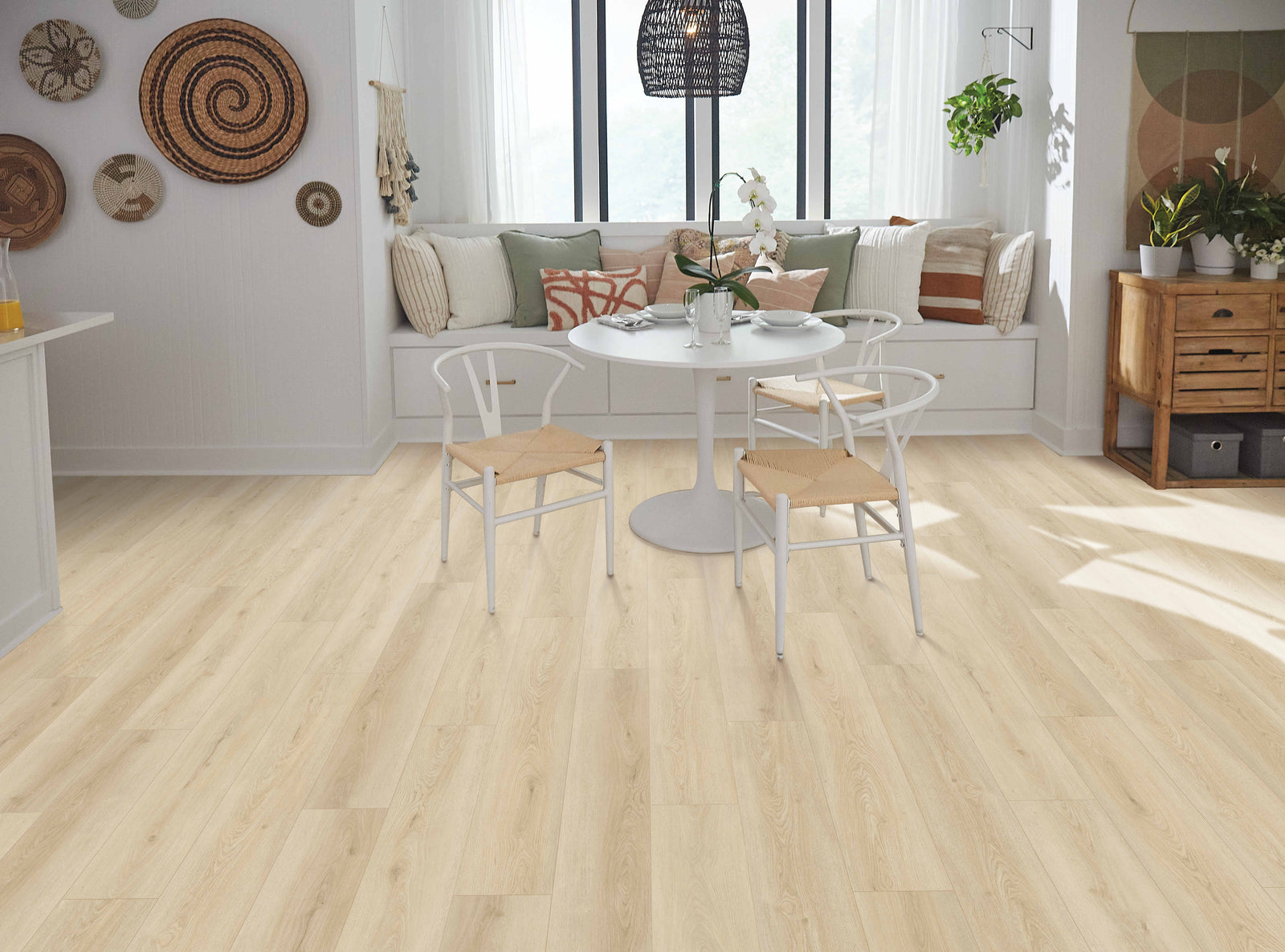 Modern room with 5mm vinyl plank installed in the colour Barkly by Mohawk SolidTech Select sold by Advanced Flooring in Kitchener-Waterloo.