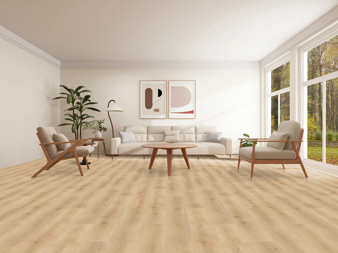 Canadian Standard Evion 9 NOA EV411013 installed in a modern living room showcasing realistic grain. Available at Advanced Flooring. 