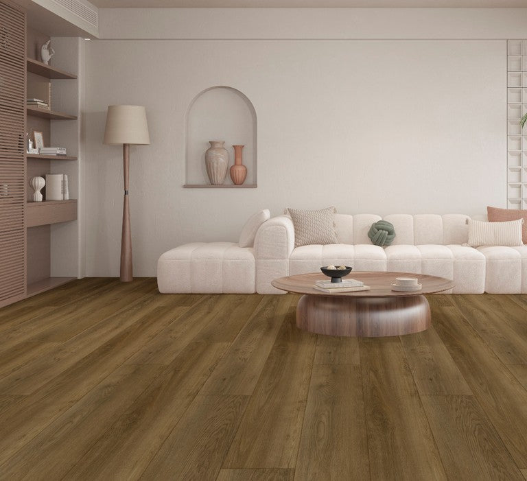 PARCHWOOD VSP4912 - Fuzion SmartDrop Elite Pro 5mm luxury vinyl plank flooring featuring wide 9 1/4 inch planks, embossed wood texture, and durable waterproof construction.