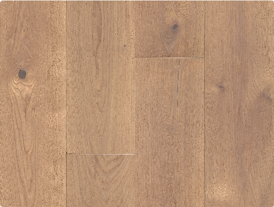 Playwright engineered hardwood flooring by Fuzion showing wire brushed oak texture, 4mm veneer layer, and wide plank detail, available at Advanced Flooring Waterloo.