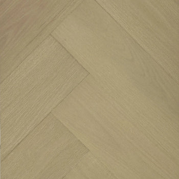 A close up of Pure LUCID premium engineered hardwood herringbone flooring from Canadian Standard.