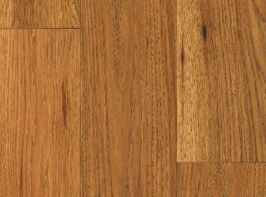 Regal Ochre engineered hardwood flooring by Fuzion showing wire brushed hickory texture, 3mm veneer layer, and wide plank detail, available at Advanced Flooring Waterloo.