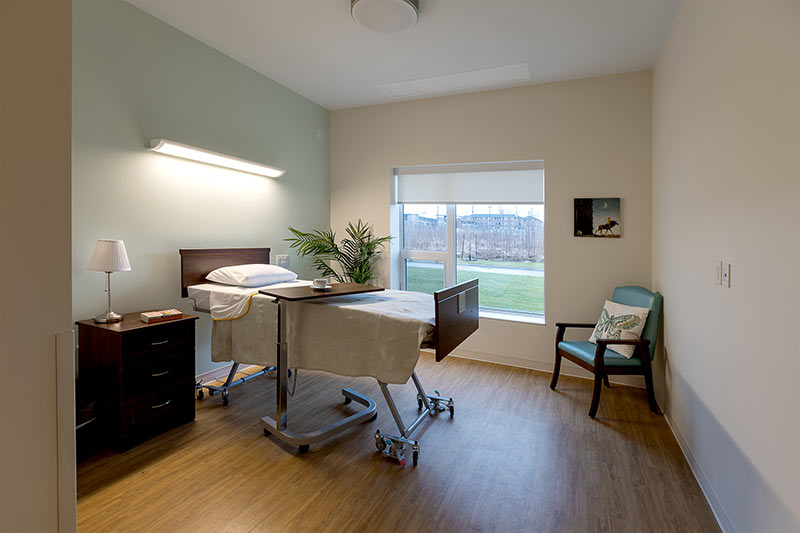 Commercial vinyl flooring installed in a retirement home resident room. Waterloo & Kitchener