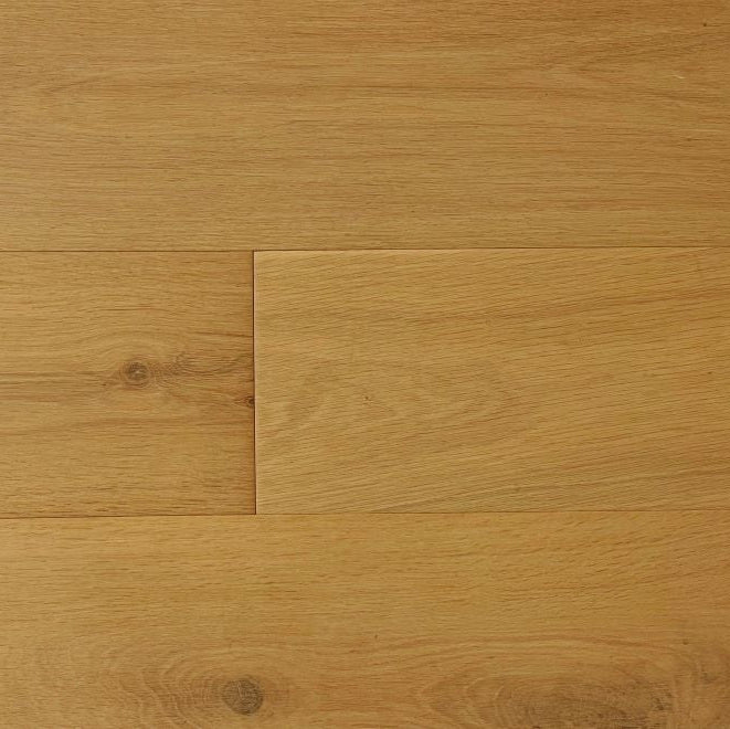 Close-up showing the texture and color of Rome NAF oak engineered hardwood flooring.