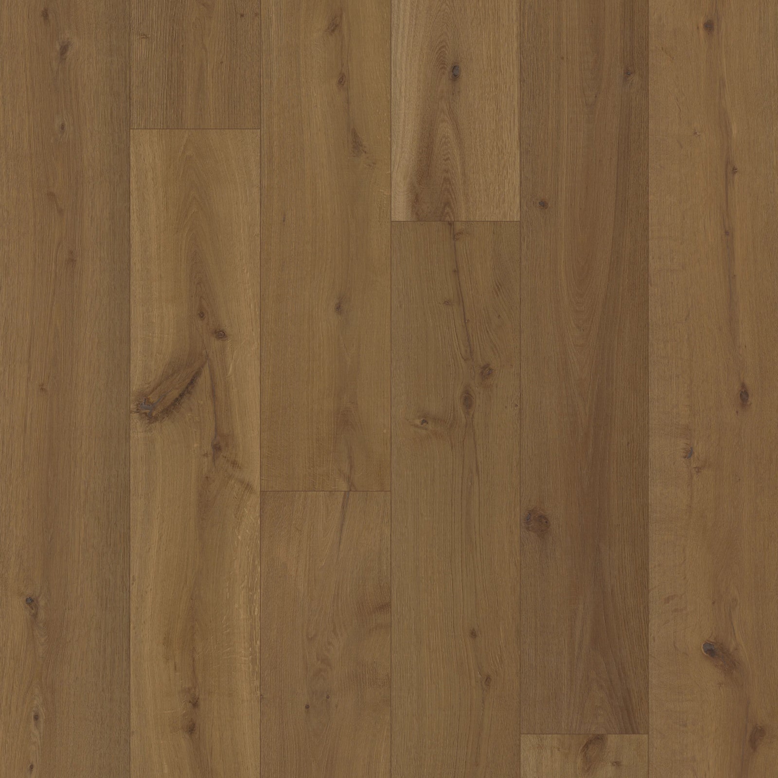 Close-up of a Rustic Echo by Fuzion TruNorth engineered hardwood flooring featuring wide planks and a durable 3mm top layer.