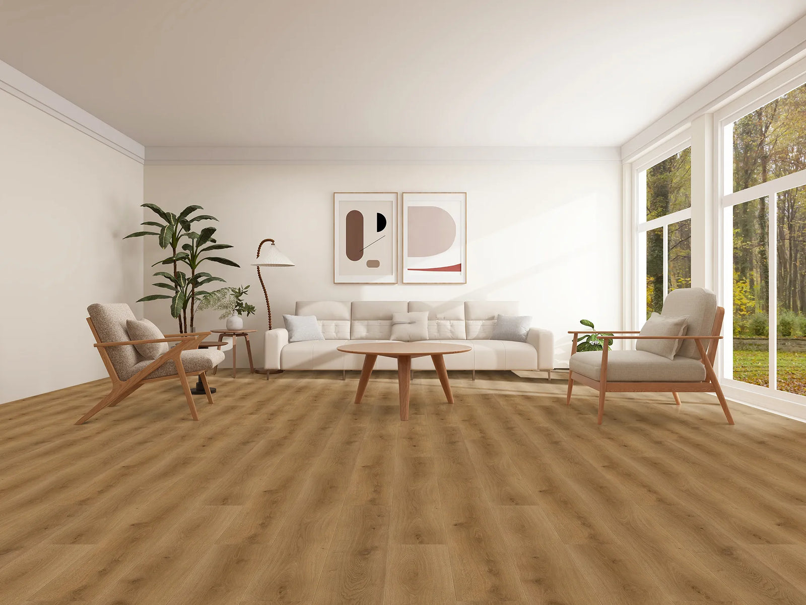 Canadian Standard Evion 9 RUVO EV411014 installed in a modern living room showcasing realistic grain. Available at Advanced Flooring. 