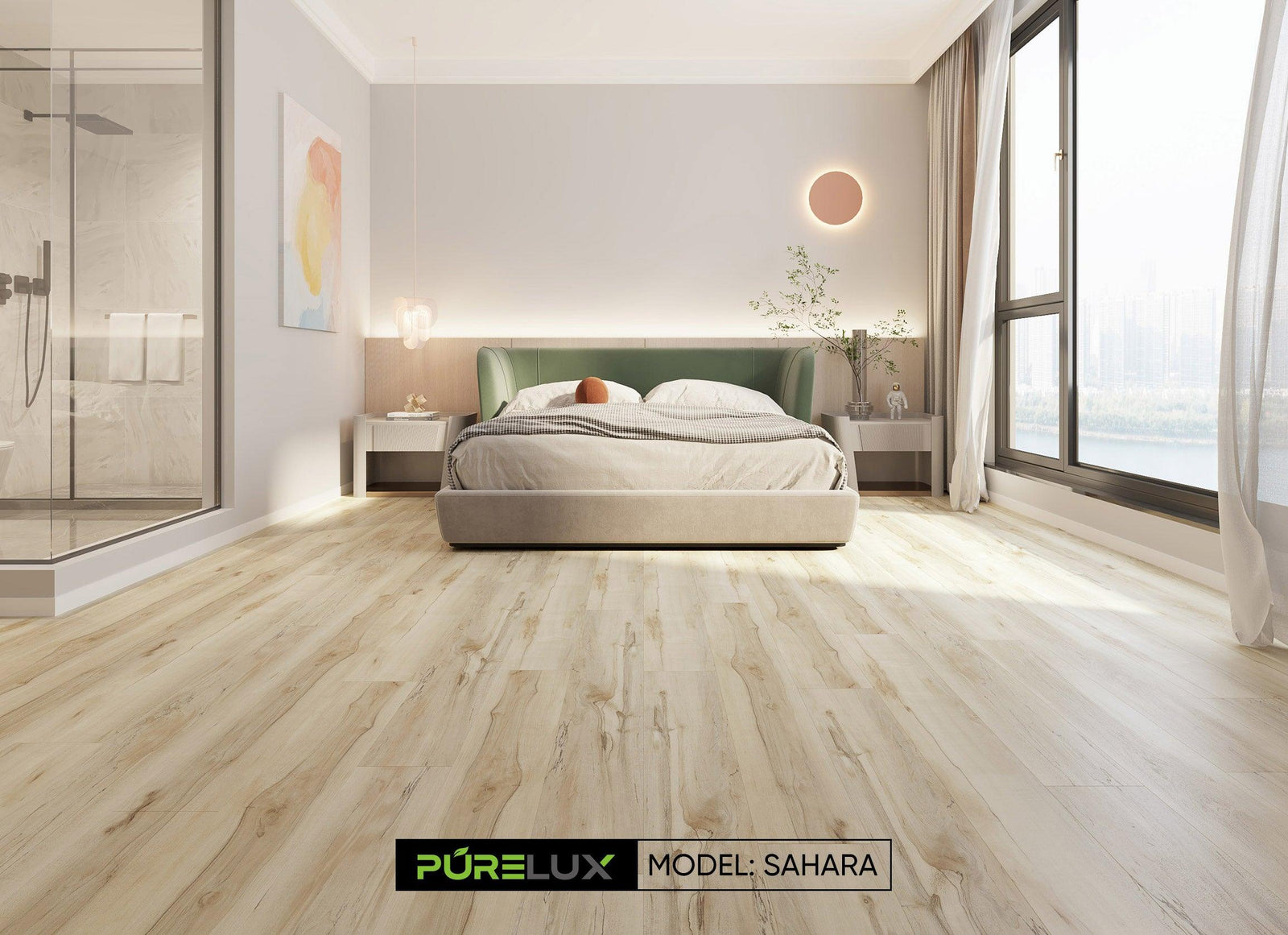 Beautiful room with light brown luxury vinyl installed.