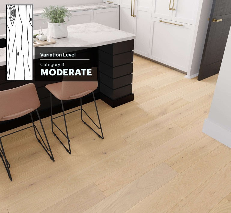 SAVOY BWOAK180SAV - Fuzion Briarwood white oak engineered hardwood flooring featuring wide plank design, natural wood grain texture, and micro-beveled edges.