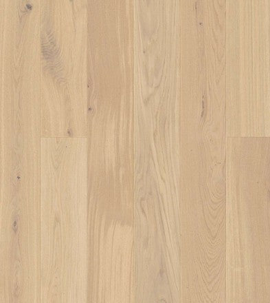 Close-up of SAVOY BWOAK180SAV - Fuzion Briarwood white oak engineered hardwood, 2.5 top layer, and 7" wide planks. Shop at Advanced Flooring Waterloo, and Canada-wide delivery is available. 
