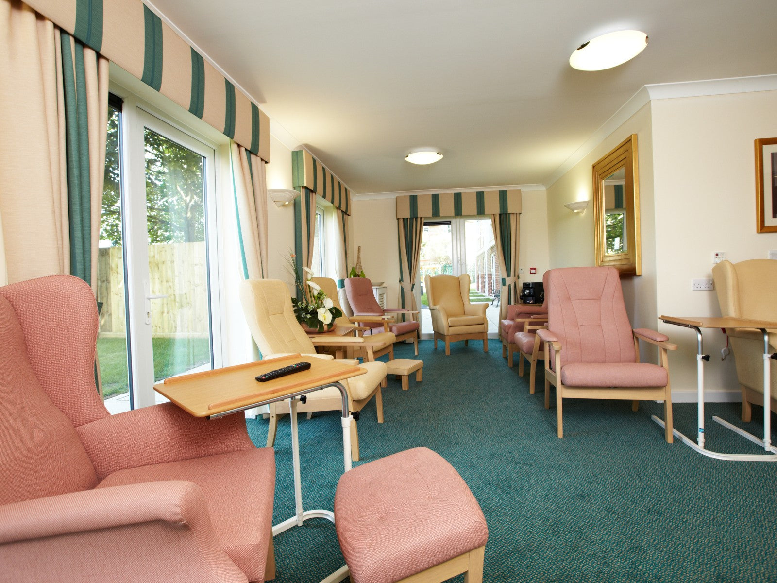 Commercial carpet flooring at the common area of senior long-term care facility.
