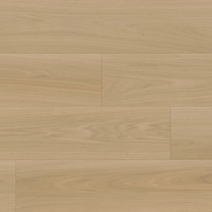 Serenova - Wide plank Fuzion Beaux Arts white oak engineered hardwood with wire-brushed texture and natural wood grain finish.