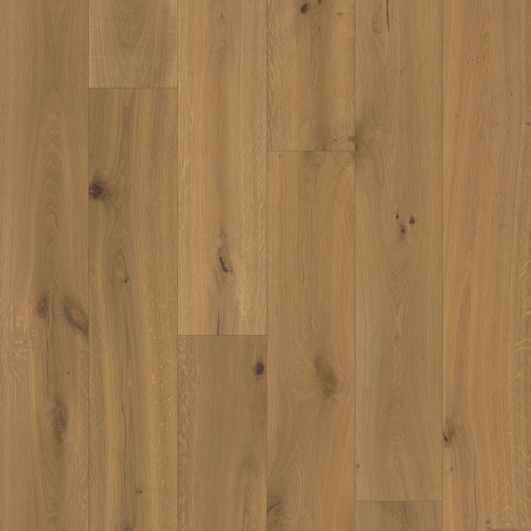 Close-up of a Shadow Glen by Fuzion TruNorth engineered hardwood flooring featuring wide planks and a durable 3mm top layer.