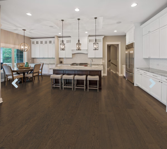 A modern room which displays the beautiful look of Shadow premium engineered hardwood flooring from Toucan.
