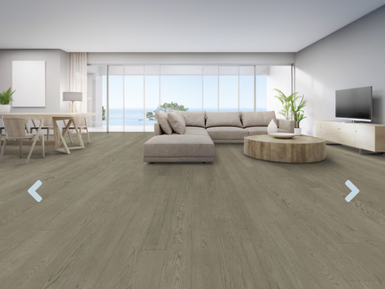 A modern room which displays the beautiful look of Sky premium engineered hardwood flooring from Toucan.