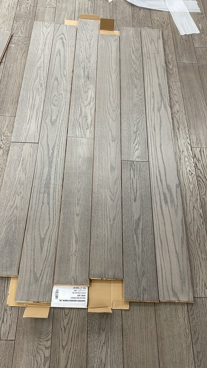 A close up of Smoke Grey VIDAR premium American Oak engineered hardwood flooring.