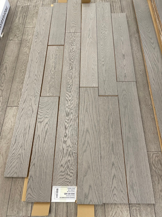 Planks of Smoke Grey VIDAR premium American Oak engineered hardwood flooring.